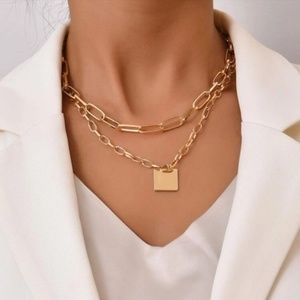 Modern Gold Layered Paperclip Necklace